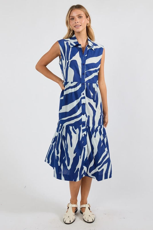 Ibisa Womens Zephyr Midi Dress - Navy