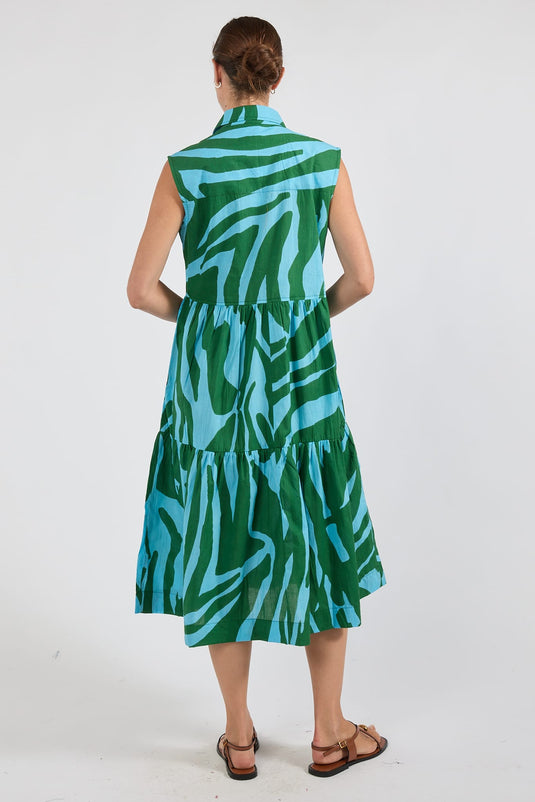Ibisa Womens Zephyr Midi Dress - Sea