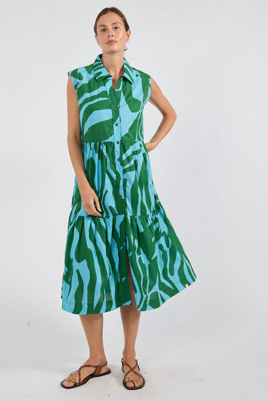 Ibisa Womens Zephyr Midi Dress - Sea