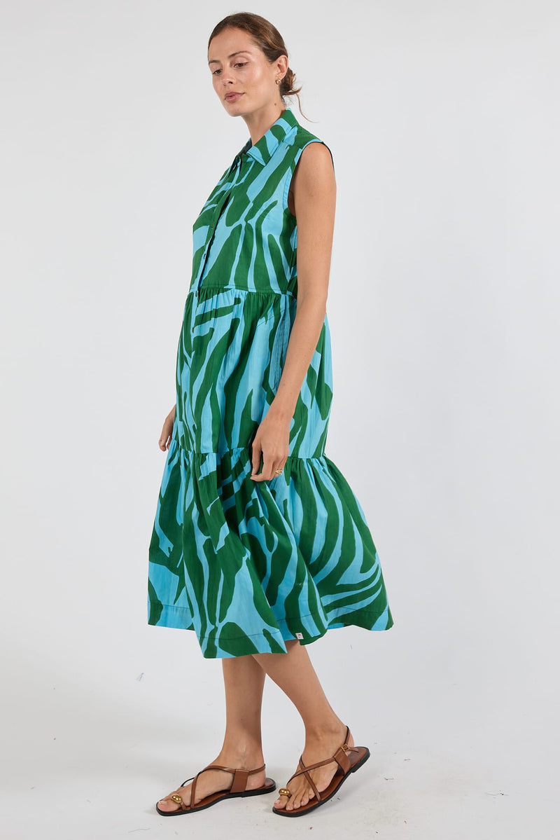 Load image into Gallery viewer, Ibisa Womens Zephyr Midi Dress - Sea
