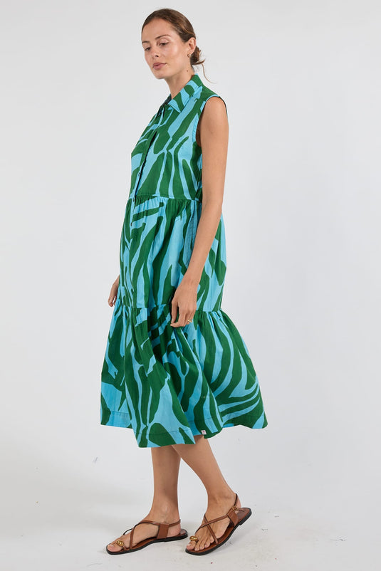 Ibisa Womens Zephyr Midi Dress - Sea