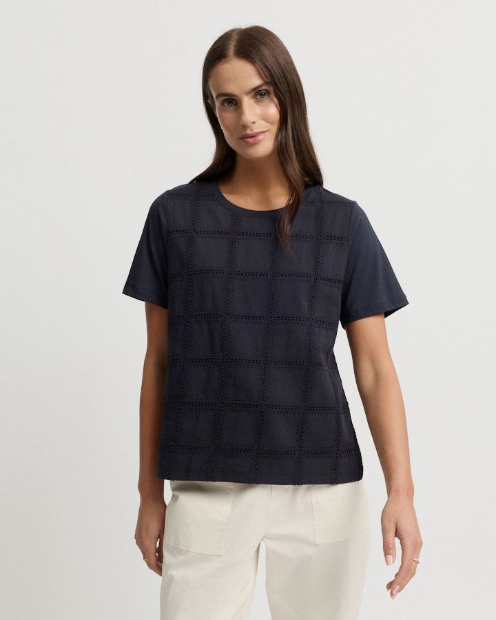 Load image into Gallery viewer, Yarra Trail Womens Lacet Short Sleeve Tee - Navy
