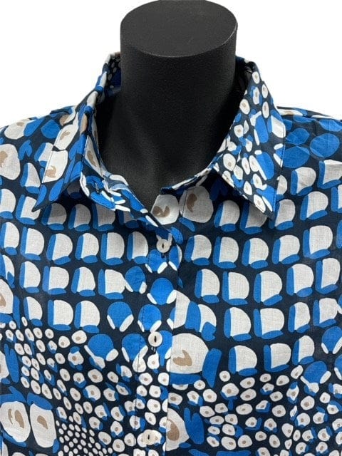 Load image into Gallery viewer, Jillian Womens Lapis Print Short Sleeve Shirt
