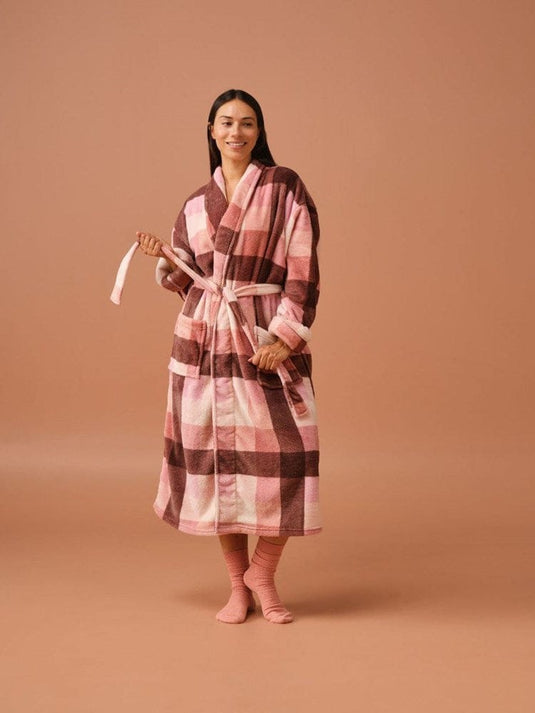 Linen House Plush Alec Robe - Plum