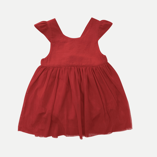 Love Henry Baby Girls Lottie Dress - Red Linen