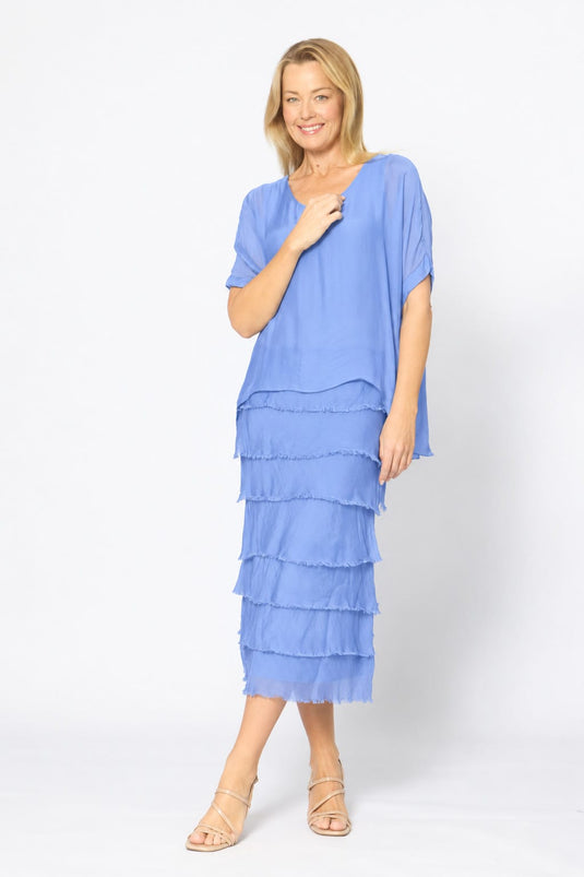 La Strada Womens Multi Layers Dress - Blue Turco