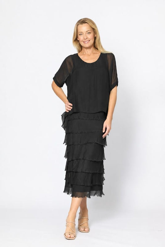 La Strada Womens Layers Dress - Black