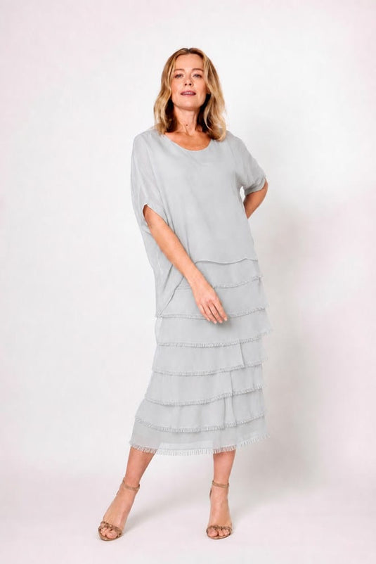 La Strada Womens Layers Dress - Grigio Scuro
