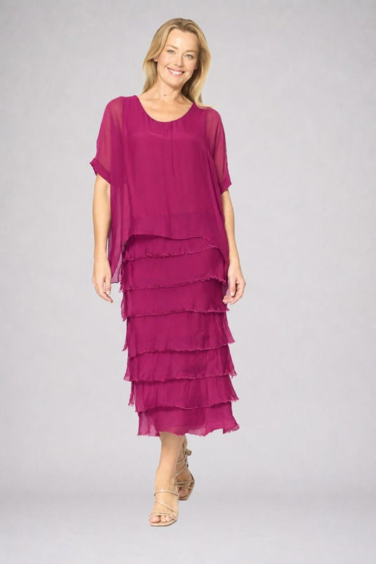 La Strada Womens Layers Dress - Orchidea