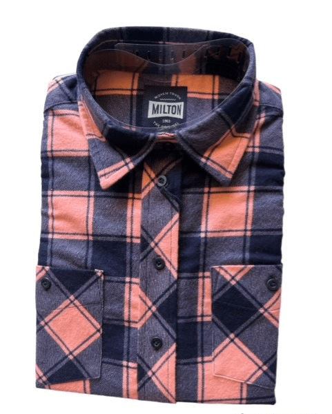 Milton Ladies Flannelette Shirts - Peach-32