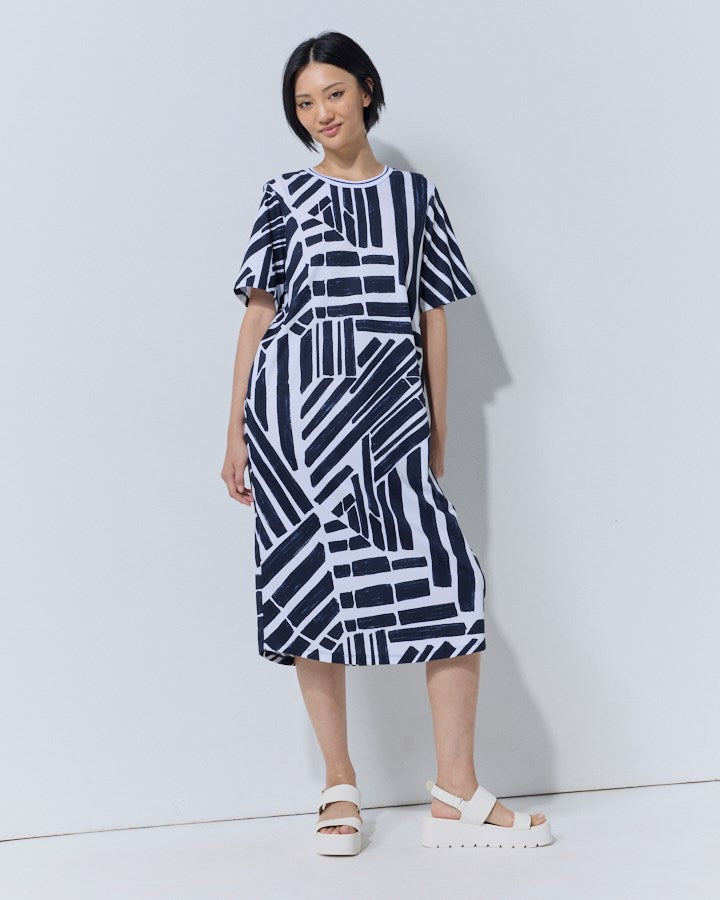Load image into Gallery viewer, Marco Polo Womens Mixed Medley Stripe Short Sleeve Dress
