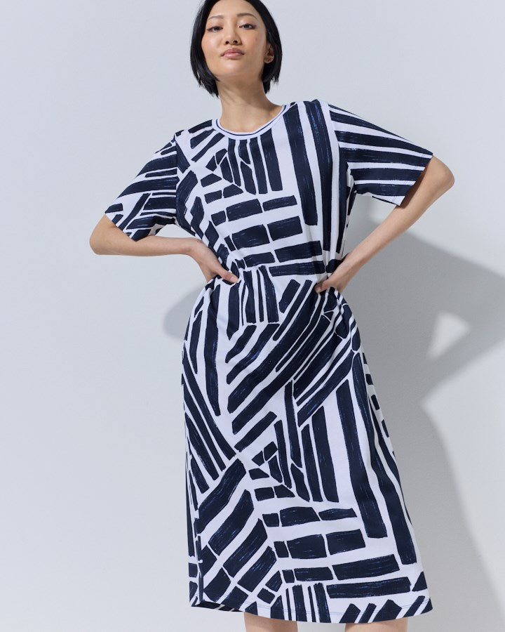 Load image into Gallery viewer, Marco Polo Womens Mixed Medley Stripe Short Sleeve Dress
