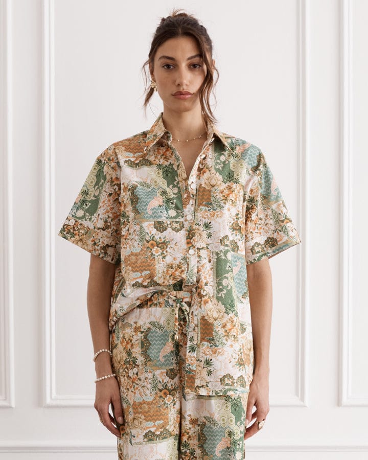 Load image into Gallery viewer, Heaven Mosaic Bianca Cuban Shirt

