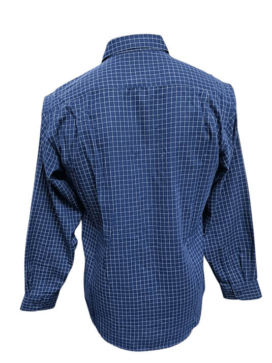 Bisley Mens Long Sleeve Brushed Cotton Shirt - Navy Check