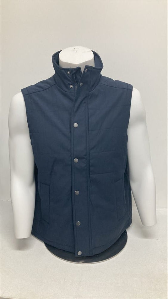 Back Bay Mens Cotton Nylon Button Down Vest - Navy