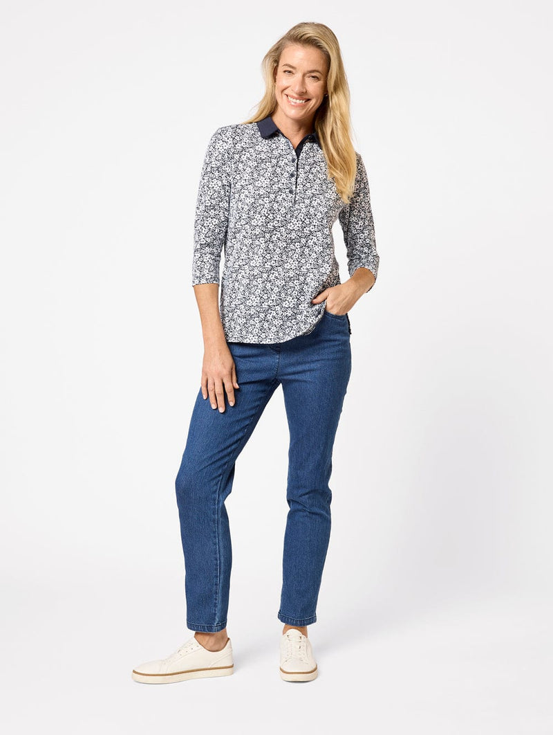 Load image into Gallery viewer, Black Pepper Womens Orelia 3/4 Sleeve Polo
