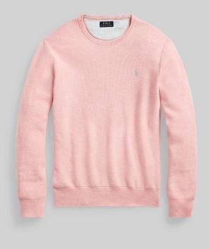 Ralph Lauren Mens Mesh-Knit Cotton Crewneck Jumper - Pink