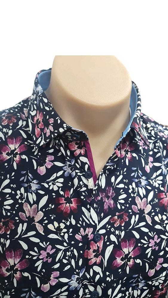 Load image into Gallery viewer, Cambridge Mens Portsea Modern Fit Short Sleeve Shirt - Navy Floral
