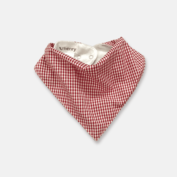 Load image into Gallery viewer, Love Henry Girls Dribble Bib - Petite Red Check
