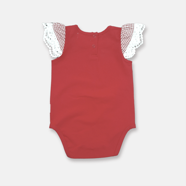 Load image into Gallery viewer, Love Henry Baby Girls Knit Romper - Check Sleeve Red
