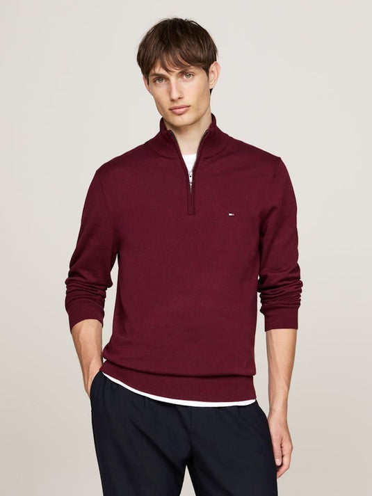 Tommy Hilfiger Mens Flag Embroidery Quarter-Zip Jumper