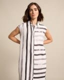 Marco Polo Womens Sleeveless Brushed Stripe Dress