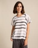 Marco Polo Womens Short Sleeve Brushed Stripe Top