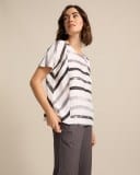 Load image into Gallery viewer, Marco Polo Womens Short Sleeve Brushed Stripe Top
