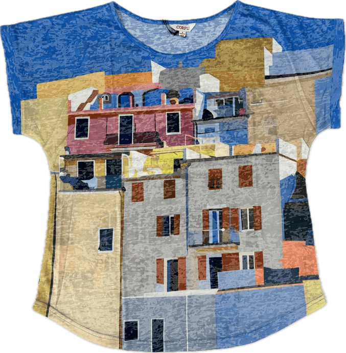 Corfu Womens Terra Tones Printed Top