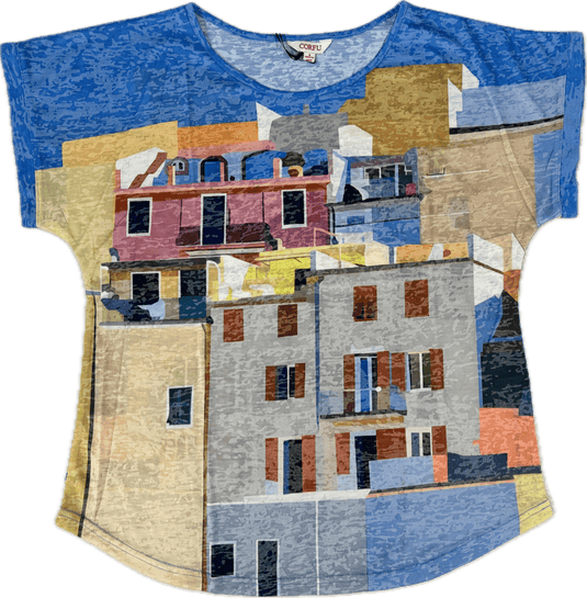 Corfu Womens Terra Tones Printed Top