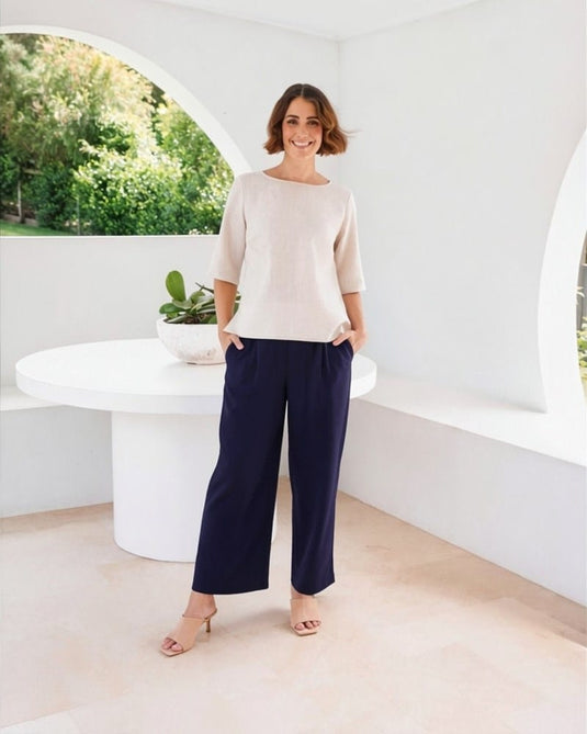 See Saw Womens Linen Palazzo Pant