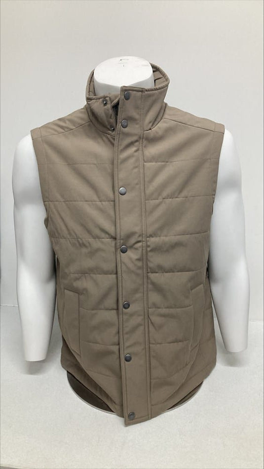Back Bay Mens Cotton Nylon Button Down Vest - Sand