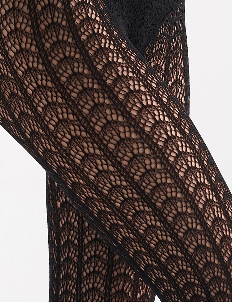 Load image into Gallery viewer, Ambra Womens Scallop Net Tights
