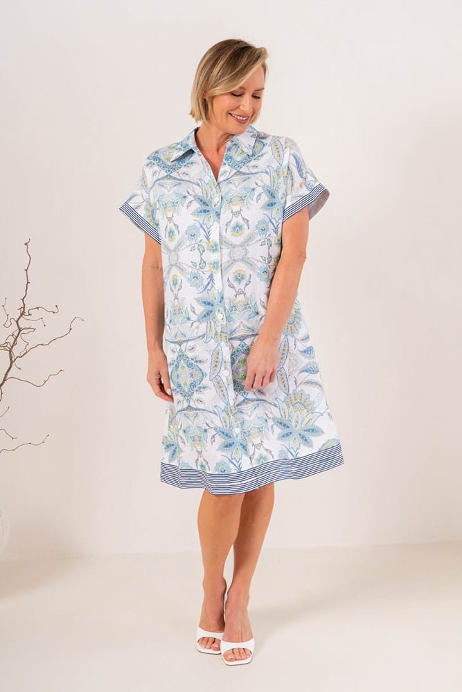 Load image into Gallery viewer, See Saw Womens 100% Linen Collared Button Thru Dress
