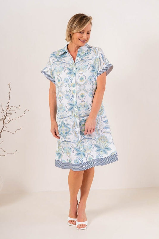 See Saw Womens 100% Linen Collared Button Thru Dress