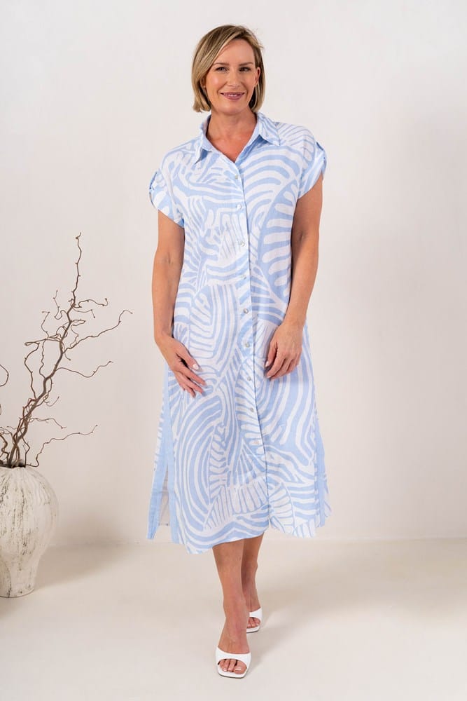 Load image into Gallery viewer, See Saw Womens 100% Linen Collared Button Thru Dress
