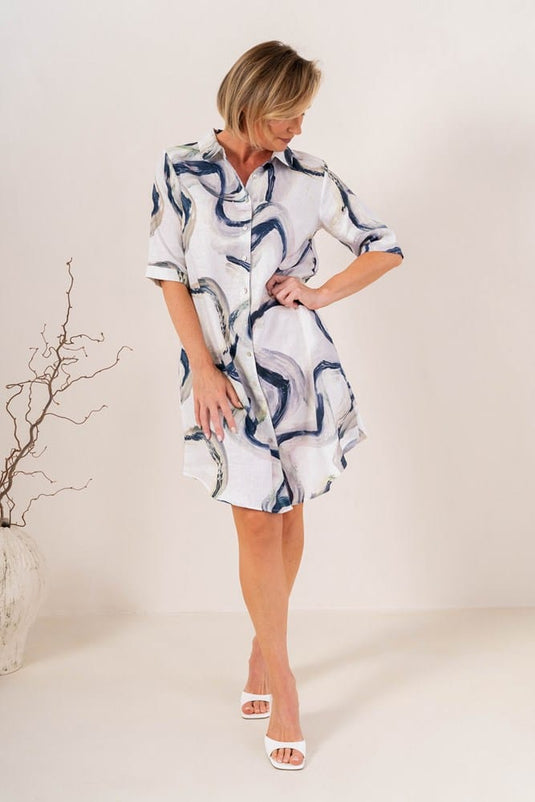 See Saw Womens Linen Shirtmaker Dress
