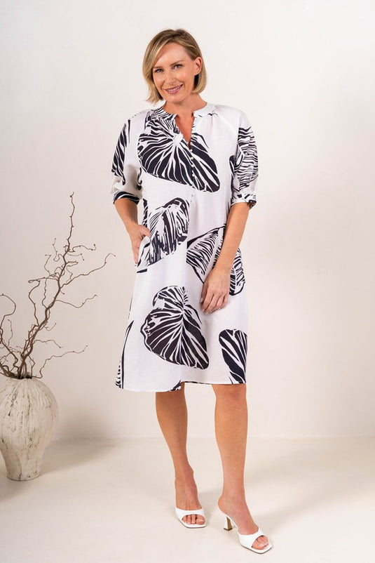 See Saw Womens Shell Print Linen Dress
