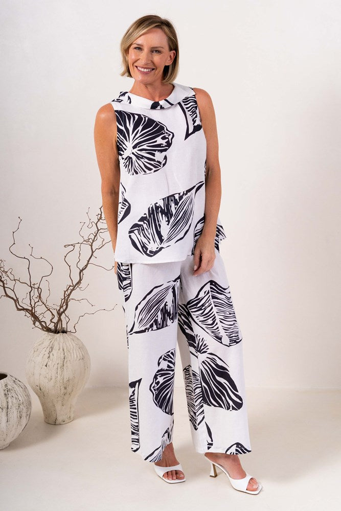 Load image into Gallery viewer, See Saw Womens Shell Print Linen Blend Palazzo Pant
