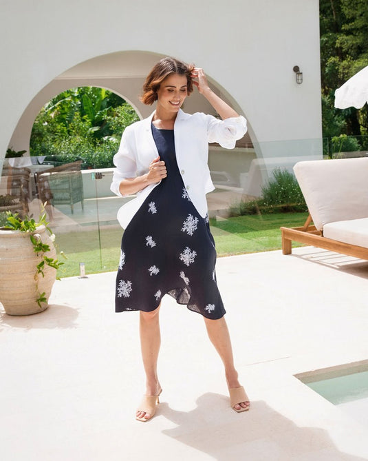 See Saw Womens Linen Blazer - White