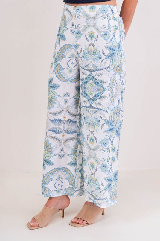 See Saw Womens 100% Linen Palazo Pant