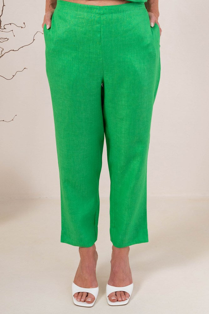 Load image into Gallery viewer, See Saw Womens Linen Flat Front 7/8 Pants -  Emerald
