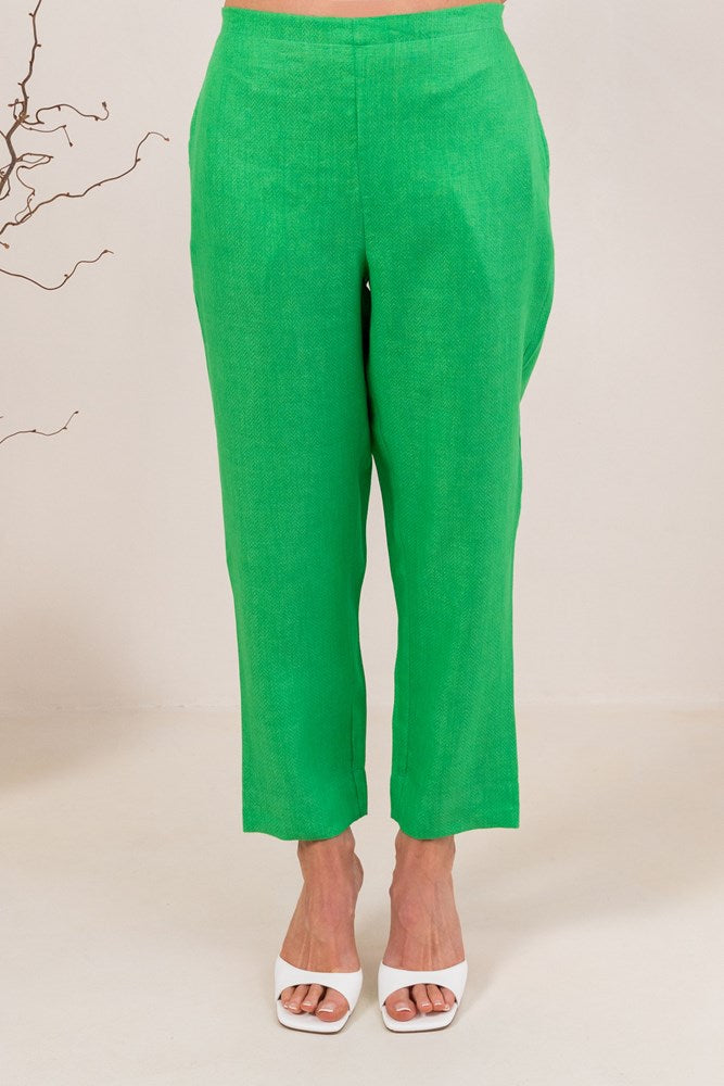 Load image into Gallery viewer, See Saw Womens Linen Flat Front 7/8 Pants -  Emerald
