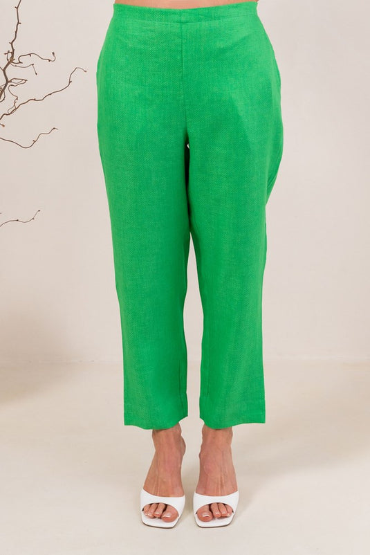 See Saw Womens Linen Flat Front 7/8 Pants -  Emerald