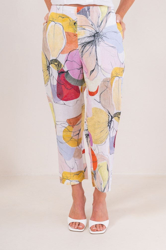 Load image into Gallery viewer, See Saw Womens Petal 7/8 Flat Front Linen Pant
