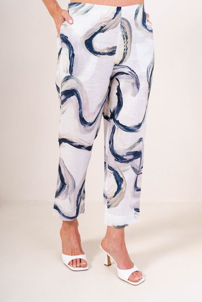 Load image into Gallery viewer, See Saw Womens Linen 7/8 Flat Front Pant - Riverstone
