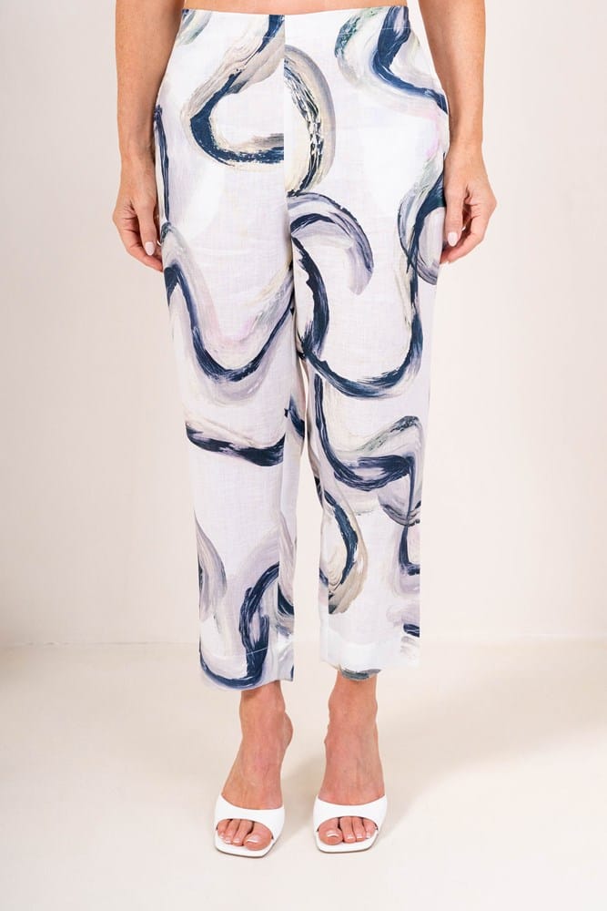 Load image into Gallery viewer, See Saw Womens Linen 7/8 Flat Front Pant - Riverstone
