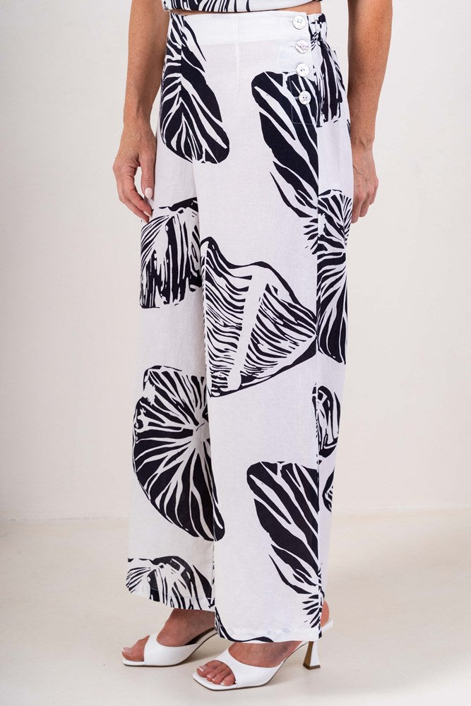 Load image into Gallery viewer, See Saw Womens Shell Print Linen Blend Palazzo Pant
