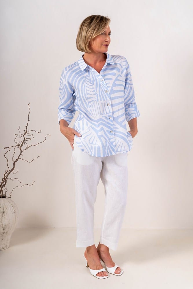 Load image into Gallery viewer, See Saw Womens 100% Linen 3/4 Sleeveless Shirt
