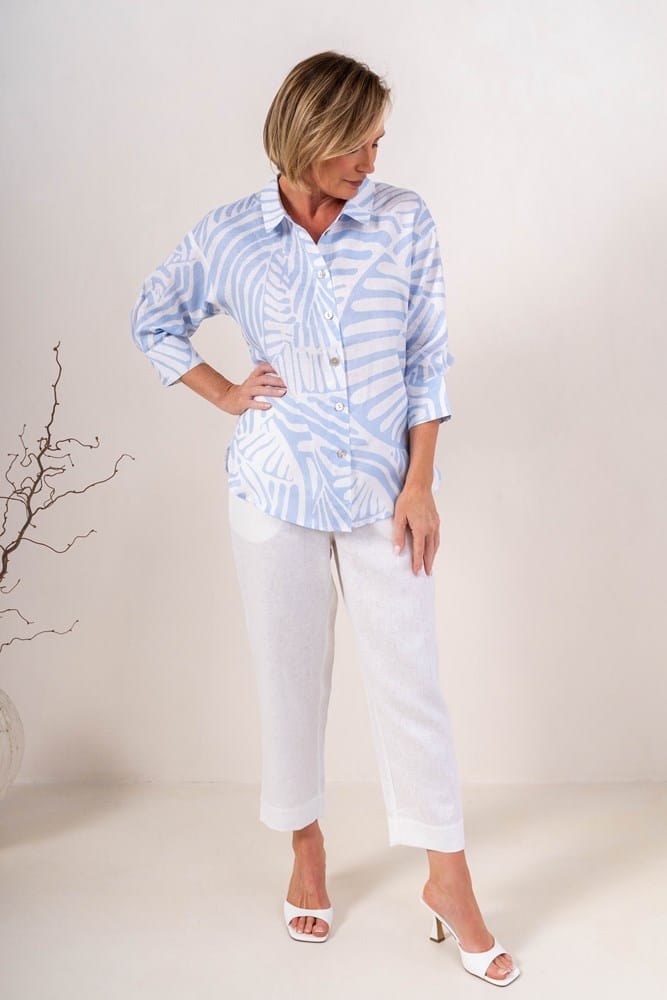 Load image into Gallery viewer, See Saw Womens 100% Linen 3/4 Sleeveless Shirt
